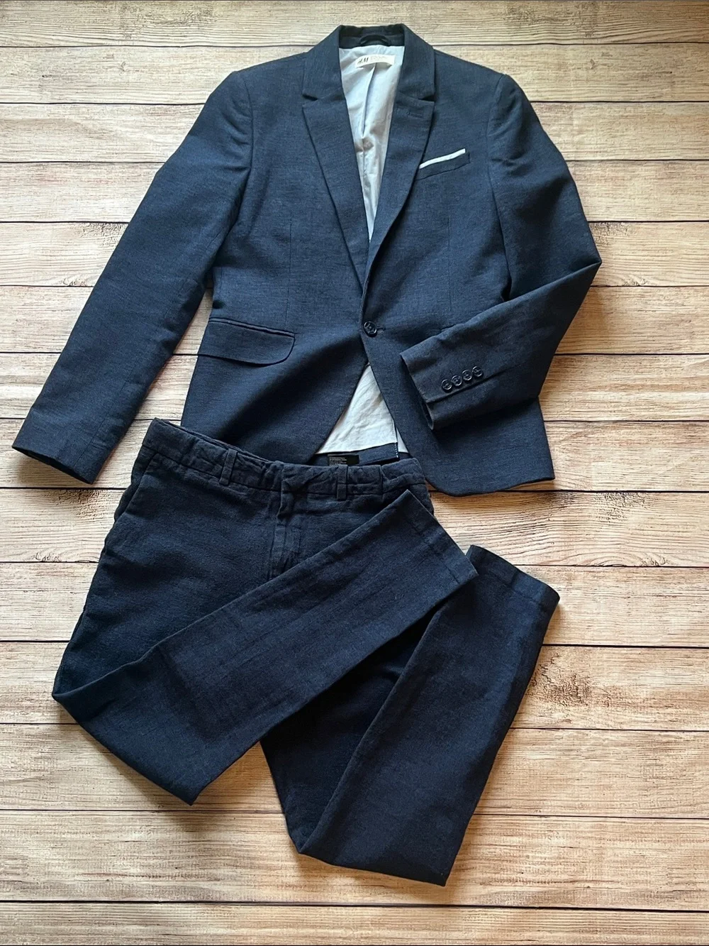 Boys Size 11-12 H&M Navy Suit Linen